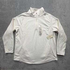 St John's Bay Sweatshirt Mens XL White Fleece Quarter Zip Long Sleeve‎ Pullover